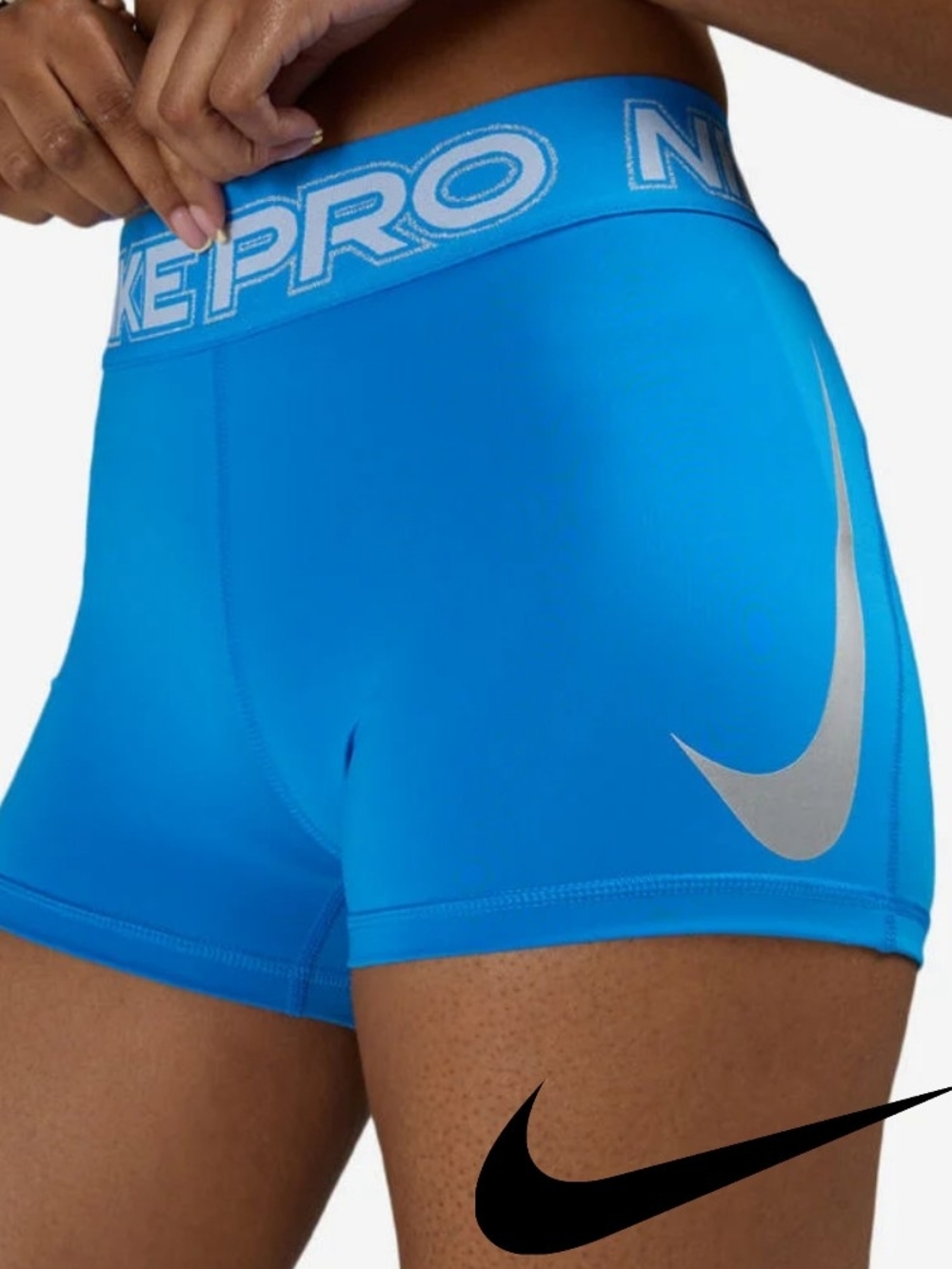 NWT Nike Pro Mid-Rise 3" Biker Shorts - Light Blue